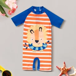 Baby Moo Playing Lion Beach Bodysuit One-Piece Swimsuit Pool Swimming Costume - Orange
