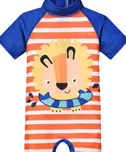 Baby Moo Playing Lion Beach Bodysuit One-Piece Swimsuit Pool Swimming Costume - Orange