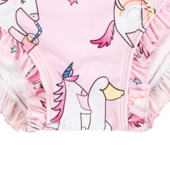 Baby Moo Playing Unicorn Beach Bodysuit One-Piece Swimsuit Pool Swimming Costume - Pink