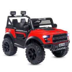Baby Moo Pobo Electric Ride-On Car for Kids | Rechargeable Battery | Bluetooth Remote Control | USB MP3 Player | Double Seat | Age 2-6 - Red