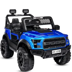 Baby Moo Pobo Electric Ride-On Car for Kids | Rechargeable Battery | Bluetooth Remote Control | USB MP3 Player | Double Seat | Age 2-6 - Blue