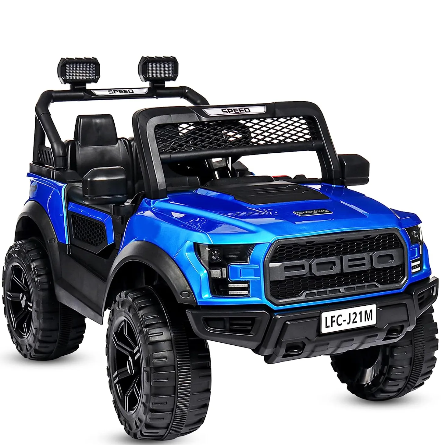 Baby Moo Pobo Electric Ride-On Car for Kids | Rechargeable Battery | Bluetooth Remote Control | USB MP3 Player | Double Seat | Age 2-6 - Blue