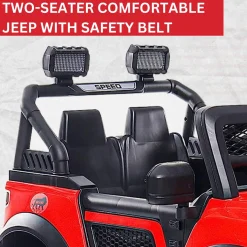 Baby Moo Pobo Electric Ride-On Car for Kids | Rechargeable Battery | Bluetooth Remote Control | USB MP3 Player | Double Seat | Age 2-6 - Red