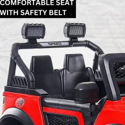 Baby Moo Pobo Electric Ride-On Car for Kids | Rechargeable Battery | Bluetooth Remote Control | USB MP3 Player | Double Seat | Age 2-6 - Red