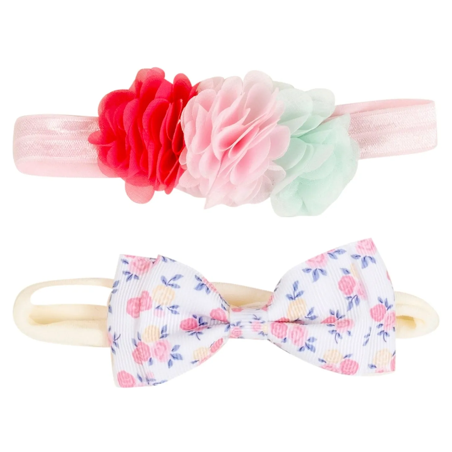 Baby Moo Pocket Full Of Posies Infant Girl 4-Piece Gift Hairband And Socks Set - Pink