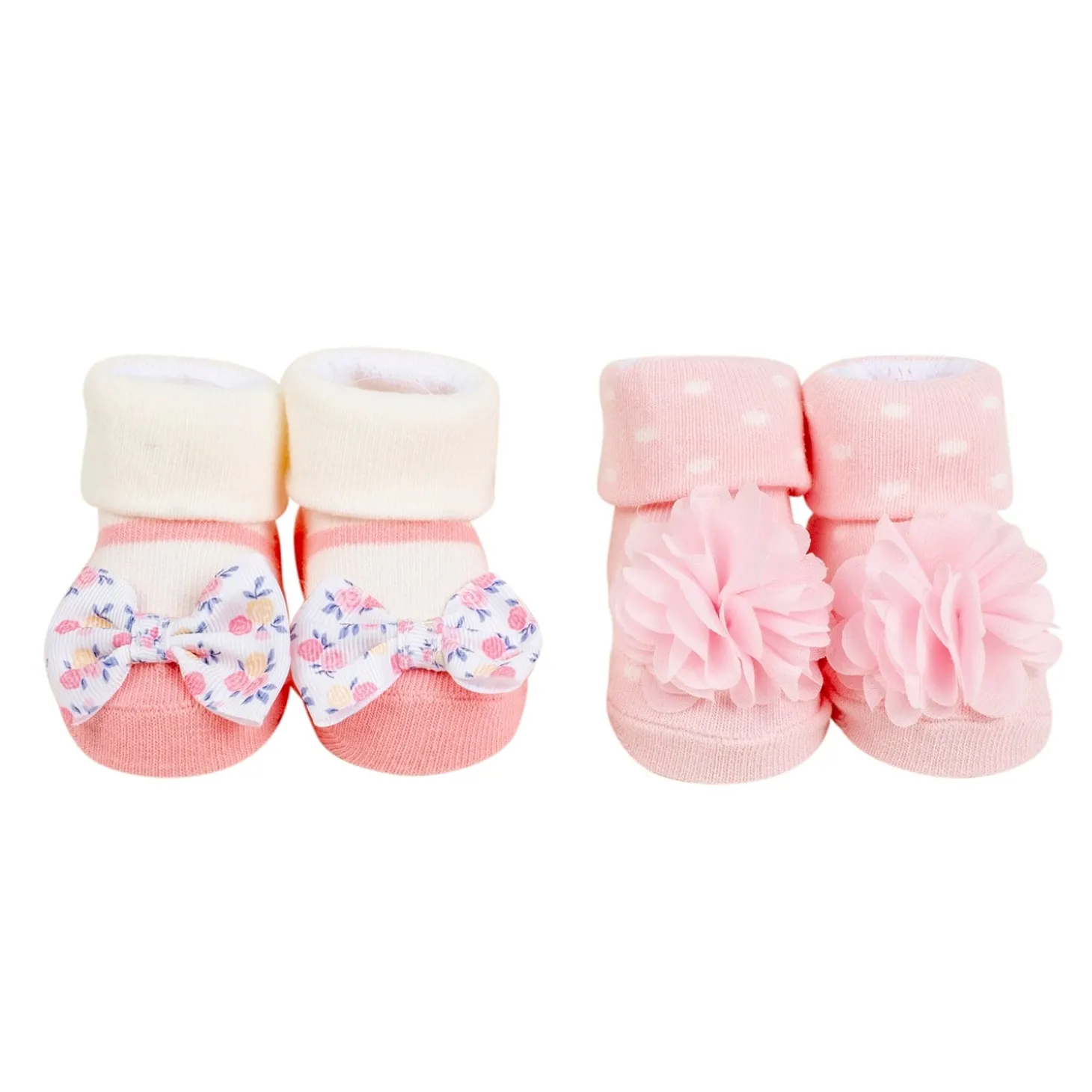 Baby Moo Pocket Full Of Posies Infant Girl 4-Piece Gift Hairband And Socks Set - Pink