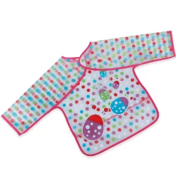 Baby Moo Polka Dots And Bugs Long Sleeves Waterproof Wear Me Bib - Pink