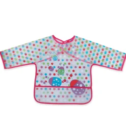 Baby Moo Polka Dots And Bugs Long Sleeves Waterproof Wear Me Bib - Pink