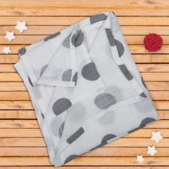 Baby Moo Polka Dots Soft Wrapper Muslin Swaddle - Grey
