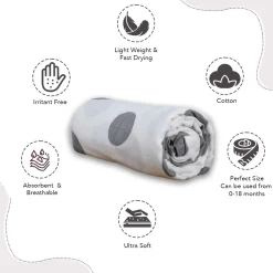 Baby Moo Polka Dots Soft Wrapper Muslin Swaddle - Grey
