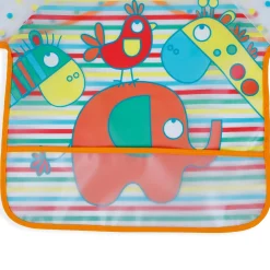 Baby Moo Polka Dots with Animals Long Sleeves Waterproof Wear Me Bib - Orange