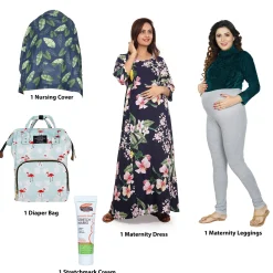 Baby Moo Pregnancy And Maternity Essentials 5 Pcs Baby Shower Gift Hamper For Mom - Blue