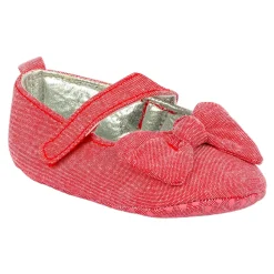 Baby Moo Pretty Bow Knot Velcro Strap Anti-Skid Ballerina Booties - Pink