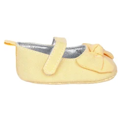 Baby Moo Pretty Bow Knot Velcro Strap Anti-Skid Ballerina Booties - Yellow