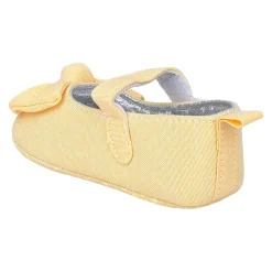 Baby Moo Pretty Bow Knot Velcro Strap Anti-Skid Ballerina Booties - Yellow