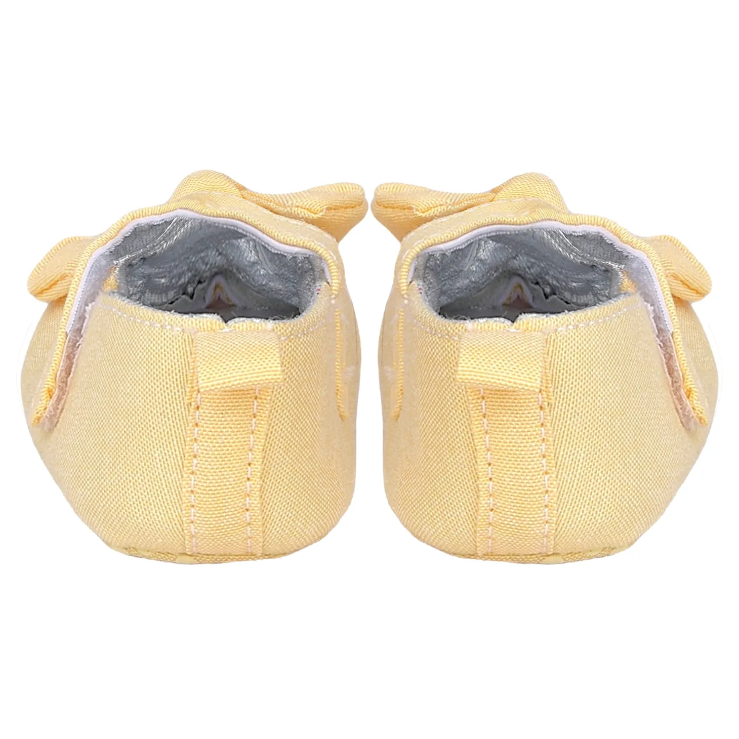 Baby Moo Pretty Bow Knot Velcro Strap Anti-Skid Ballerina Booties - Yellow