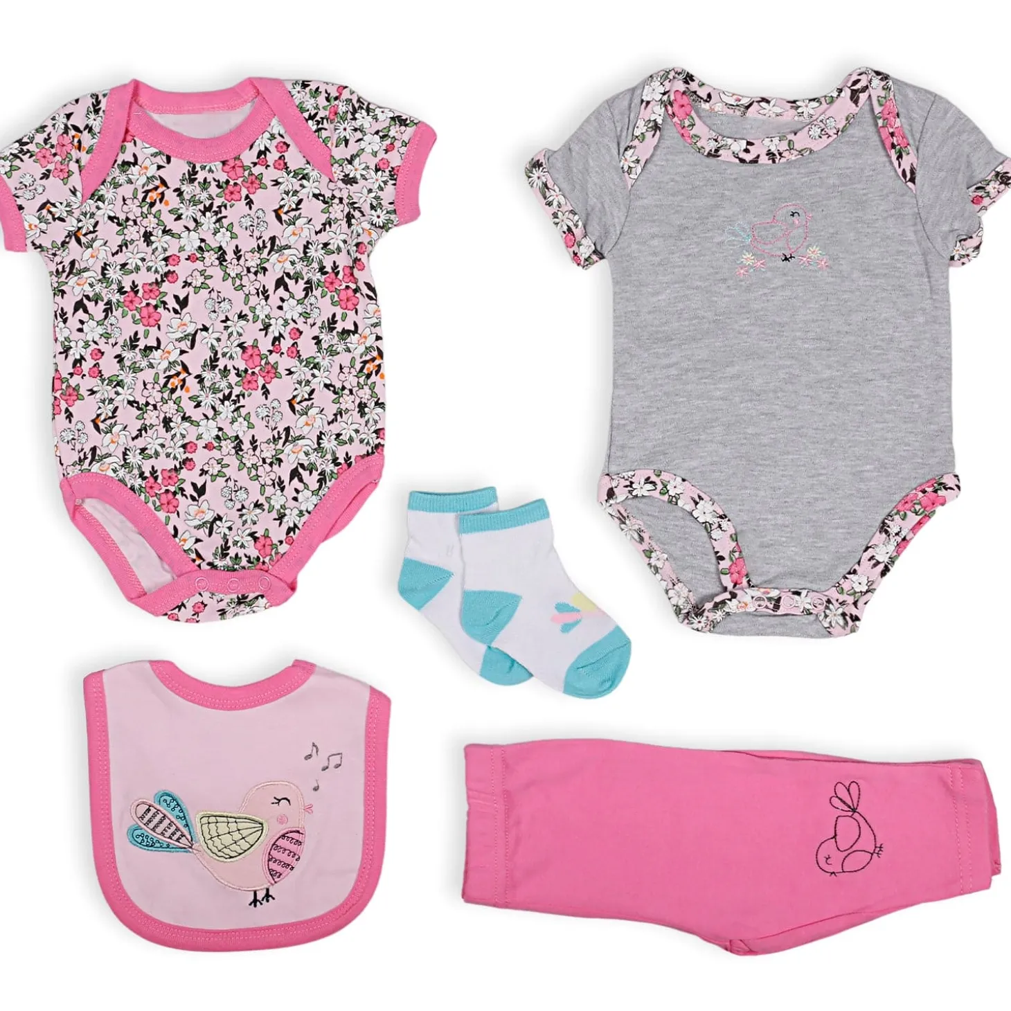 Baby Moo Pretty in Pink Little Girl 9 Pcs Gift Hamper - 0-9M Sizes Available