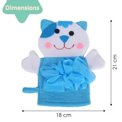 Baby Moo Pretty Kitty Bath Time Fun Hand Puppet Loofah Bath Glove - Blue