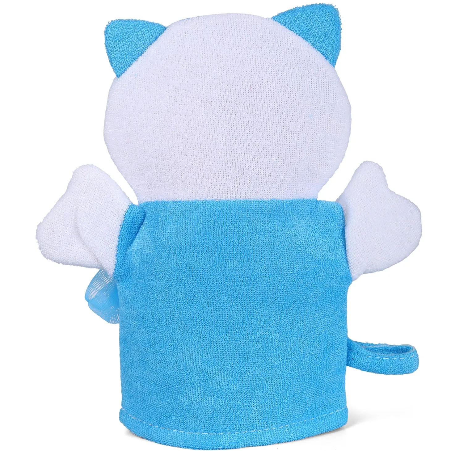 Baby Moo Pretty Kitty Bath Time Fun Hand Puppet Loofah Bath Glove - Blue