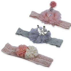 Baby Moo Princess Crown Headband Set of 3 - Pink