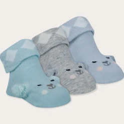 Baby Moo Puppy 3D Anti-Skid Socks Booties Pack of 3 - Grey