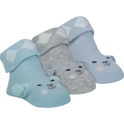 Baby Moo Puppy 3D Anti-Skid Socks Booties Pack of 3 - Grey