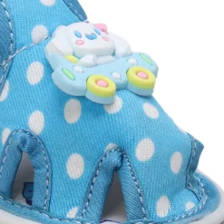 Baby Moo Puppy In Car Polka Dot Velcro Strap Anti-Skid Chu Chu Sound Sandals - Blue