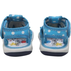 Baby Moo Puppy In Car Polka Dot Velcro Strap Anti-Skid Chu Chu Sound Sandals - Blue