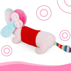 Baby Moo Puppy Quack Sound Plush Stuffed Toy Handheld Rattle - Pink