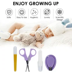 Baby Moo Quacking Ducky Gentle Manicure & Pedicure Infant Toddler Nail Clipper Set - Purple