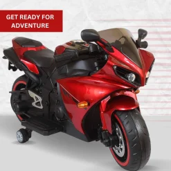 Baby Moo R1 Electric Ride-On Bike For Kids | Rechargeable Battery-Powered Toy With Led Lights, Music, And Usb Port | Battery Operated Bike 2 To 8 Years - Red