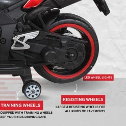Baby Moo R1 Electric Ride-On Bike For Kids | Rechargeable Battery-Powered Toy With Led Lights, Music, And Usb Port | Battery Operated Bike 2 To 8 Years - Red