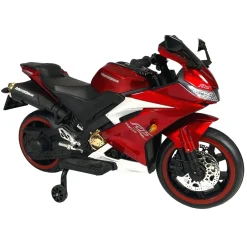 Baby Moo R15 Rechargeable 12V Battery Operated Ride On Bike for Kids with LED Lights, Music, and USB Port - Red