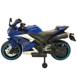 Baby Moo R15 Rechargeable 12V Battery Operated Ride On Bike for Kids with LED Lights, Music, and USB Port - Blue