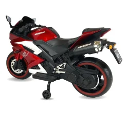 Baby Moo R15 Rechargeable 12V Battery Operated Ride On Bike for Kids with LED Lights, Music, and USB Port - Red