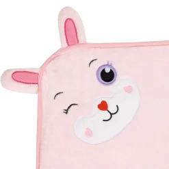 Baby Moo Rabbit Applique with 3D Ears Soft Blanket - Pink