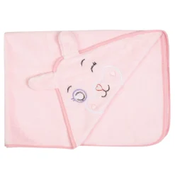 Baby Moo Rabbit Applique with 3D Ears Soft Blanket - Pink