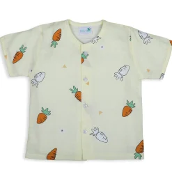 Baby Moo Rabbits Eat Carrots Shirt And Pyjama Night Suit - Yellow