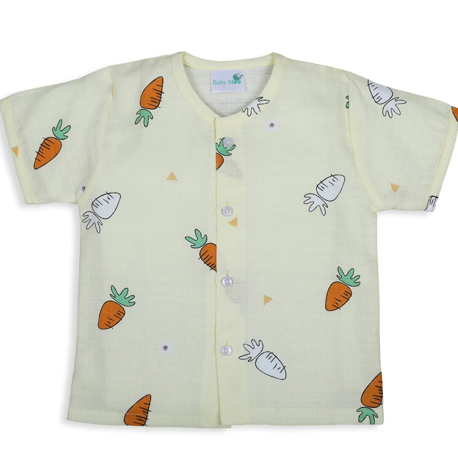 Baby Moo Rabbits Eat Carrots Shirt And Pyjama Night Suit - Yellow