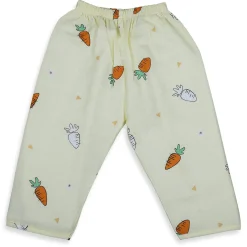 Baby Moo Rabbits Eat Carrots Shirt And Pyjama Night Suit - Yellow