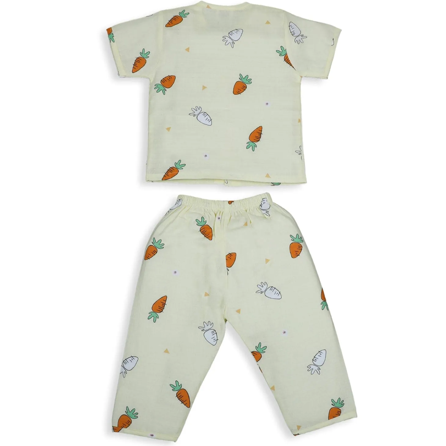 Baby Moo Rabbits Eat Carrots Shirt And Pyjama Night Suit - Yellow
