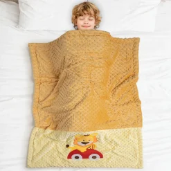 Baby Moo Racing Lion Plush Cotton All Season Nursery Blanket - Brown