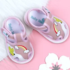 Baby Moo Rainbow Chu-Chu Sound Breathable Anti-Skid Sandals - Pink