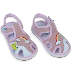 Baby Moo Rainbow Chu-Chu Sound Breathable Anti-Skid Sandals - Pink