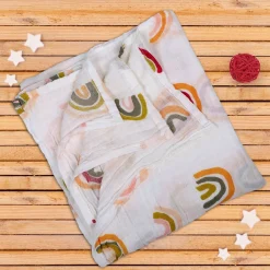 Baby Moo Rainbow Soft Wrapper Muslin Swaddle - White