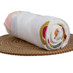 Baby Moo Rainbow Soft Wrapper Muslin Swaddle - White