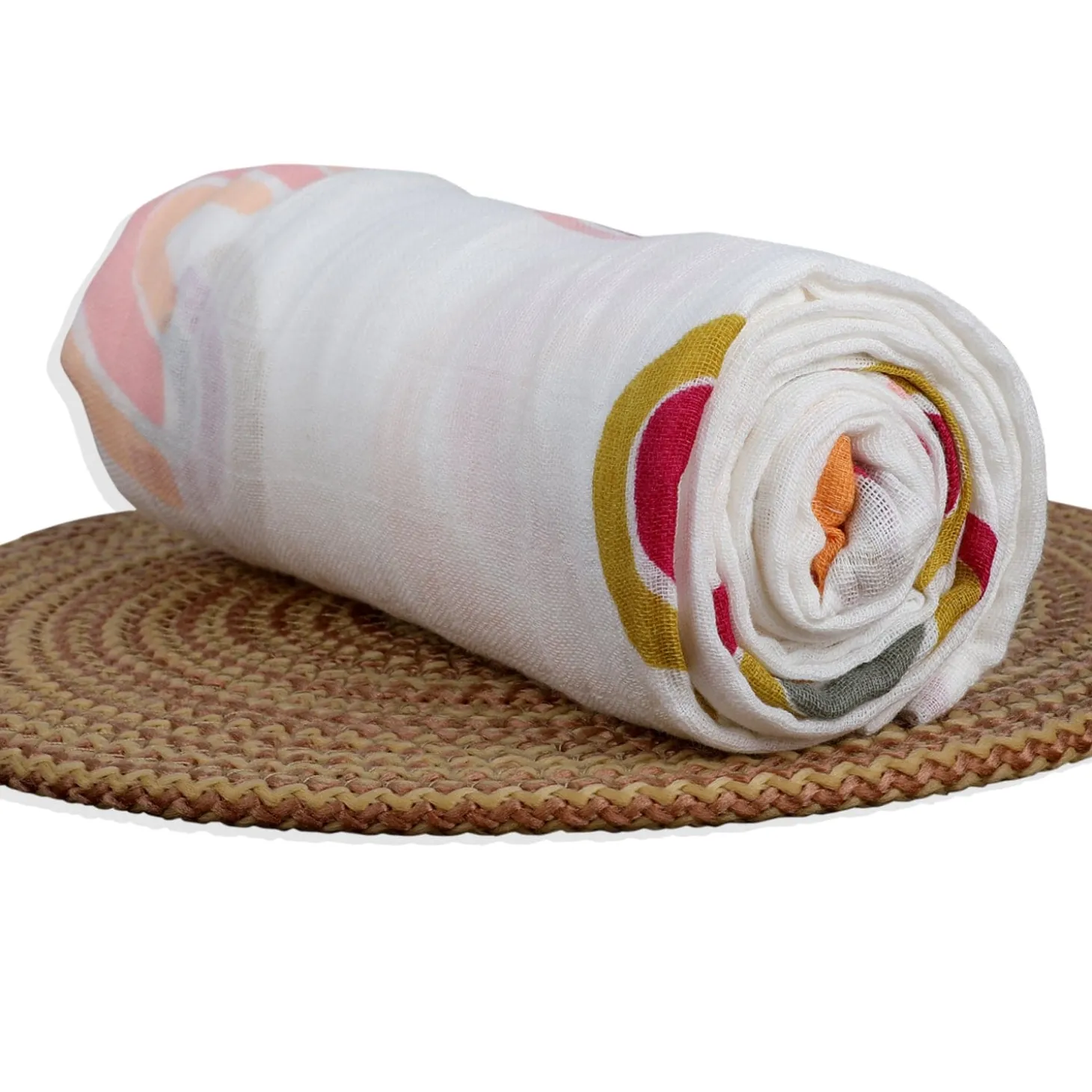 Baby Moo Rainbow Soft Wrapper Muslin Swaddle - White
