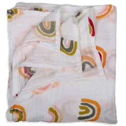 Baby Moo Rainbow Soft Wrapper Muslin Swaddle - White