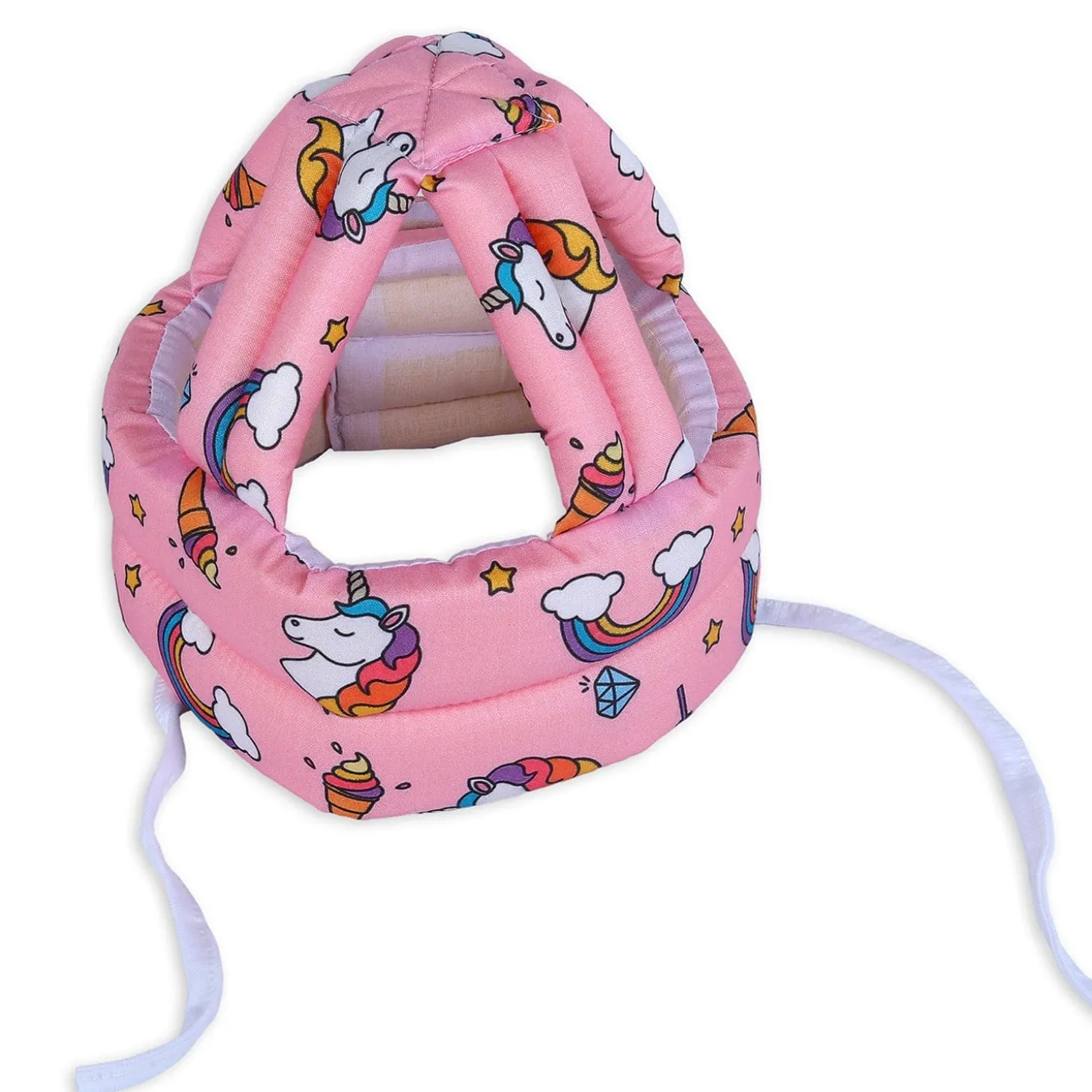Baby Moo Rainbow Unicorn Head Protection Adjustable Cushioned Safety Helmet - Pink