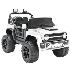 Baby Moo Ride On Jeep For Kids With Rechargeable 12V Battery Remote Control Double Seat - White